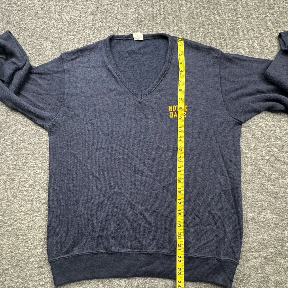 VTG '80s Champion Blue Notre Dame FMen's V Neck Sweater Sz‎ M USA Preppy Ivy